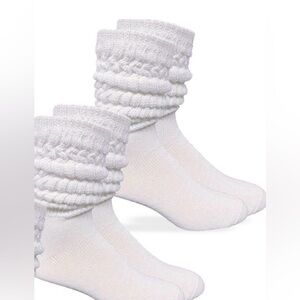 Sock Bundle 2/$17 NEW White Thick Slouch Cotton Knee High Scrunch Socks